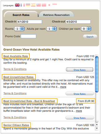 Multiple Rates Hotel